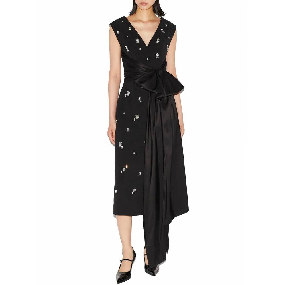 NEW HUISHAN ZHANG kinsley embellished crepe dress in black